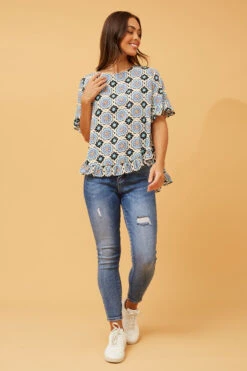 FRILA TILE PRINT TOP 16 FRILA TILE PRINT TOP -Femme Connection Sales 30056f021fb1f92b97ffde74f58d2b09