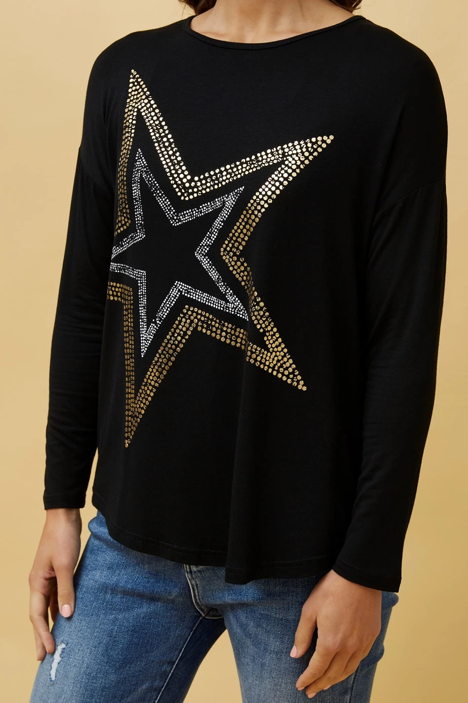 EVA LONG SLEEVE STAR PRINT TOP 9 EVA LONG SLEEVE STAR PRINT TOP - Image 7
