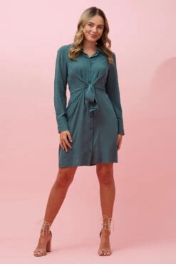 INESHA BOW FRONT SHIRT DRESS -Femme Connection Sales 308141bc8a1ffdc259a9e194a15574e4