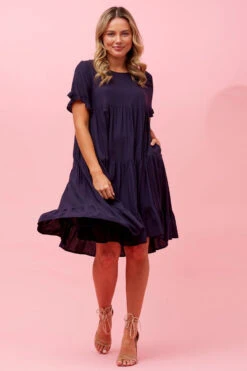 KELLY TIERED LINEN SHORT DRESS -Femme Connection Sales 312bc55778f4b98361344d74bc81a5ff
