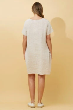 PRIANNA STRIPE LINEN SHORT DRESS -Femme Connection Sales 319810e6187ab00f996cba55ea3ddcb7