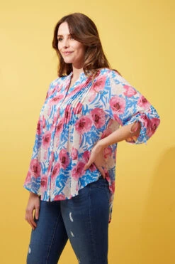 FLORAL PLEATED BLOUSE -Femme Connection Sales 31f02b48aa55bf5705641dad5b95e13e