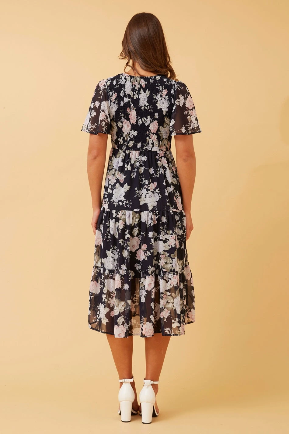 MARSHA FLORAL SHIRRED MIDI DRESS 8 MARSHA FLORAL SHIRRED MIDI DRESS - Image 6