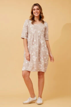 PISA LINEN FLORAL SHORT DRESS -Femme Connection Sales 3317f5f8750f04cee1a19f88eea485f3