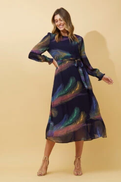 PRISCILLA FEATHER PRINT DRESS -Femme Connection Sales 331b14b6ff3cf5d6aad5e23fbce0219f