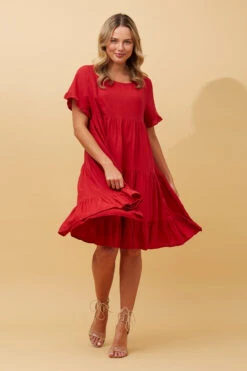 KELLY TIERED LINEN SHORT DRESS -Femme Connection Sales 33ff729e2ed22579865b85799e8ec779