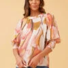 ELEGANT ABSTRACT PRINT BLOUSE -Femme Connection Sales 34fb2ec74070415c9cf353e63d7fe64d