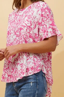 FRILA ABSTRACT PRINT FRILL DETAIL TOP 14 FRILA ABSTRACT PRINT FRILL DETAIL TOP -Femme Connection Sales 3501a8dba3ae4efe9879d0801cc137e0