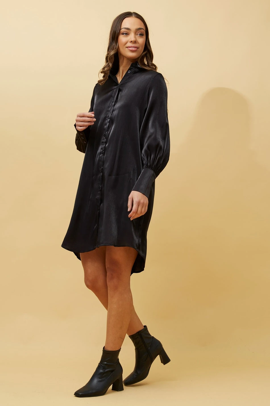 GERTIE SATIN SHIRT MIDI DRESS 4 GERTIE SATIN SHIRT MIDI DRESS - Image 2