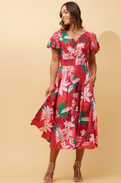Stella FLORIDA LEAF PRINT MIDI DRESS 12 Stella FLORIDA LEAF PRINT MIDI DRESS -Femme Connection Sales 35ac845972d632e4f9754df549100e8c