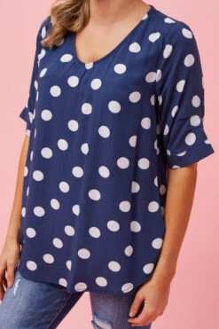KENDRA POLKA DOT BUTTON DETAIL TOP -Femme Connection Sales 35d11d742898d0806af1bbcbee15ddaa
