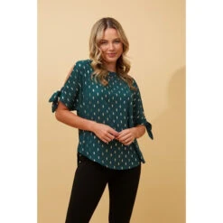 COLD SHOULDER FOIL PRINT BLOUSE -Femme Connection Sales 36438ce7179796a2c6549780a2dc3a35