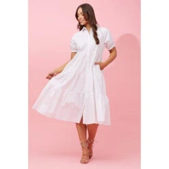 TIFFANY PUFF SLEEVE MIDI DRESS -Femme Connection Sales 371eac0ab2a0081f4b23a8dfabb0e582
