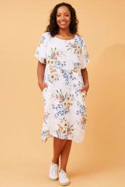 ANTONELLA FLORAL LINEN MIDI DRESS -Femme Connection Sales 37293d51bc6a7868279c4987c65ad807