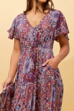 LISDON PATCHWORK TIERED MIDI DRESS -Femme Connection Sales 380beeb8b95b710554e4bf8e31eefa65