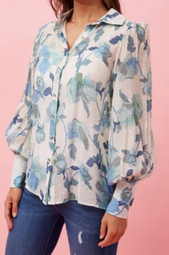 BELLE LONG BALLOON SLEEVE FLORAL SHIRT -Femme Connection Sales 380f47ed07486492485d68648be90121