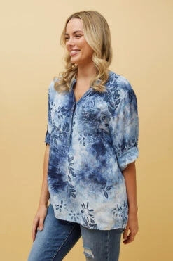 ROSETTA FLORAL SEQUIN TIE DYE DETAIL TOP -Femme Connection Sales 393ba9fe23d11803e73d0afc7d23b444