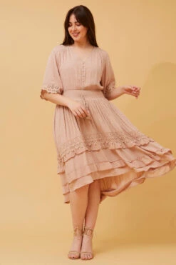 BRIANNA LACE TRIM MIDI DRESS -Femme Connection Sales 399e410affa01a7c4a3e9da58ac15b03