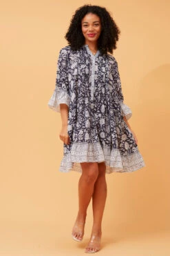 SIMKA BOHO BORDER PRINT DRESS -Femme Connection Sales 3b16b2c0b582806f46a3b07b329b90ed