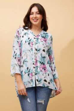 RUBY FLORAL BUTTON FRONT TOP -Femme Connection Sales 3d0e6779e825ca49b617a44f1f306077