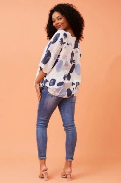 CARMELLA ABSTRACT PRINT LINEN TOP -Femme Connection Sales 3d32a087189866c1351ee680040a327f
