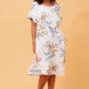 ANTONELLA FLORAL LINEN MIDI DRESS