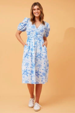 GALEN FLORAL BELTED MIDI DRESS -Femme Connection Sales 3d6338395f90d7633936670d43dc074f