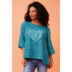 ZONYA SEQUIN PATCH LINEN TOP -Femme Connection Sales 3ff23fedc71eaa8cb0cc870302780f5c