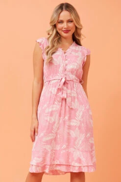 RAVINA LEAF PRINT SHORT DRESS