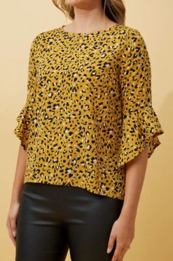 FOREVER NEW LEOPARD FLUTE SLEEVE BLOUSE -Femme Connection Sales 41dac8d091c6c5178070da3359861002