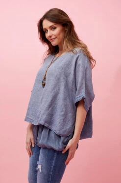GIANA OVERSIZED DOUBLE LAYERED LINEN TOP -Femme Connection Sales 428e6389be1725c9b46508c3cca2b8db