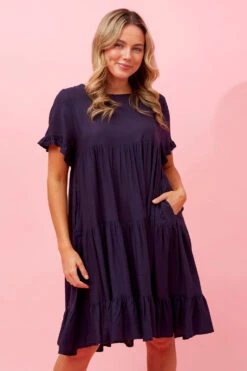 KELLY TIERED LINEN SHORT DRESS -Femme Connection Sales 430857fb44458245b184136f546c27fd