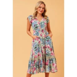 Stella MOROCCO FLORAL BOHO MIDI DRESS -Femme Connection Sales 43ec3f02c4ce06ca1593fe4c350849ca