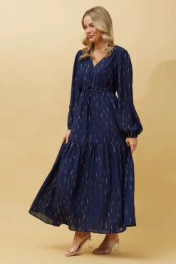 CRYSTELLE GOLD FOIL PRINT MAXI DRESS -Femme Connection Sales 4486796fa1fdd611b00d76829fa4ee97