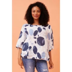 CARMELLA ABSTRACT PRINT LINEN TOP -Femme Connection Sales 45ed58d334cc5a2eb19c1245db30f38e