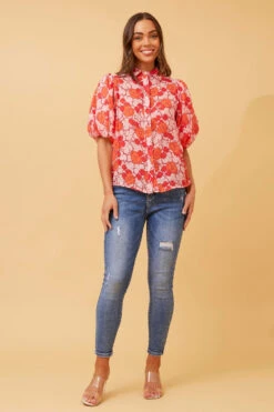 WILKIE PUFF SLEEVE FLORAL SHIRT -Femme Connection Sales 47d197813fcf3fa6a27b0ee232aafe7a