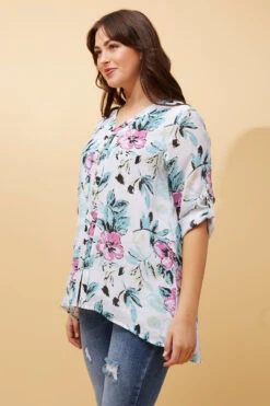 RUBY FLORAL BUTTON FRONT TOP -Femme Connection Sales 488fa900bb5abcc68206916a1051b686
