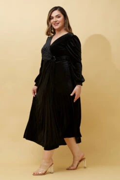 KENNEDY WRAP FRONT PLEATED VELVET MIDI DRESS -Femme Connection Sales 48e0832b4ad9d2eb4e0b163b9f48c5bb