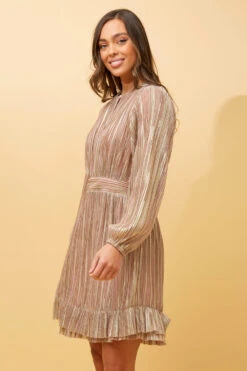KAMEO PLEATED GLITTER DRESS -Femme Connection Sales 4a2769cd462135d028227dd70b70744b