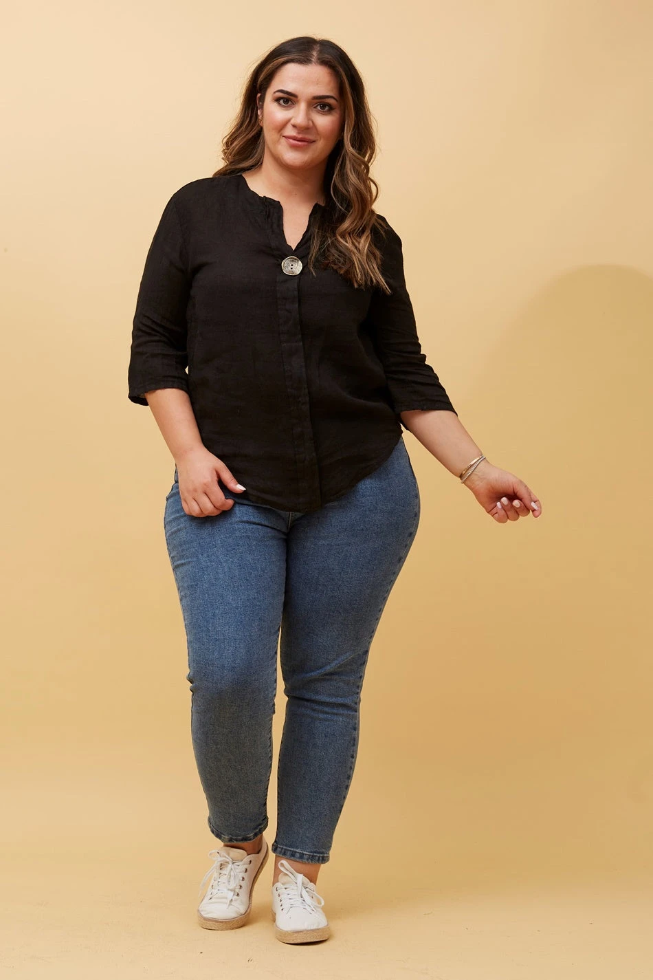 PALERMO BUTTON DETAIL LINEN TOP 12 PALERMO BUTTON DETAIL LINEN TOP - Image 10