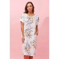 ANTONELLA FLORAL LINEN MIDI DRESS -Femme Connection Sales 4d482c71ac2b0dda11a59b4d86a229d2