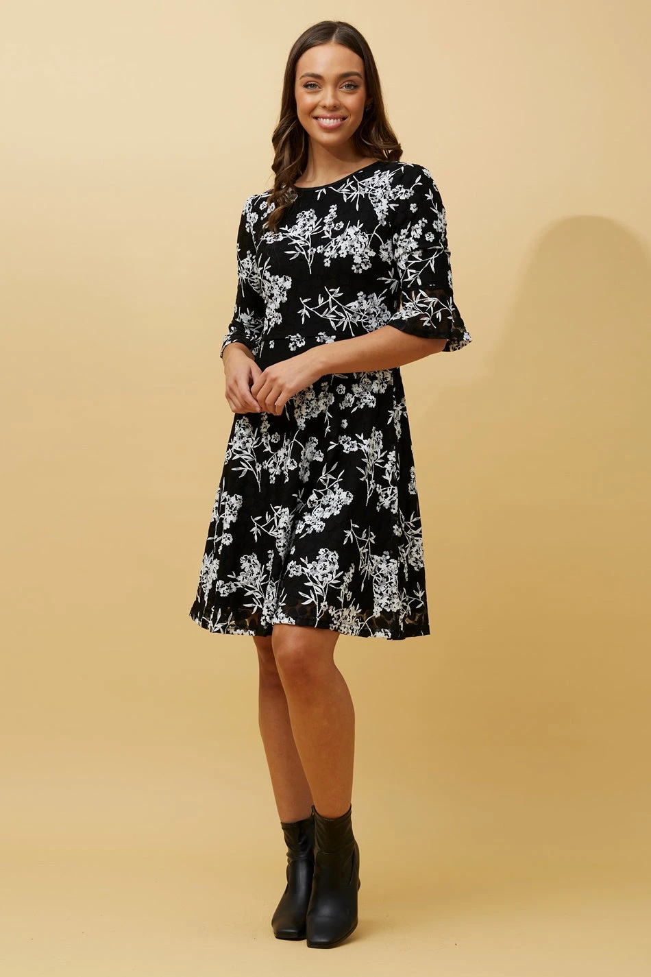 BLOOM FLORAL FRILL SLEEVE SHORT DRESS 3 BLOOM FLORAL FRILL SLEEVE SHORT DRESS