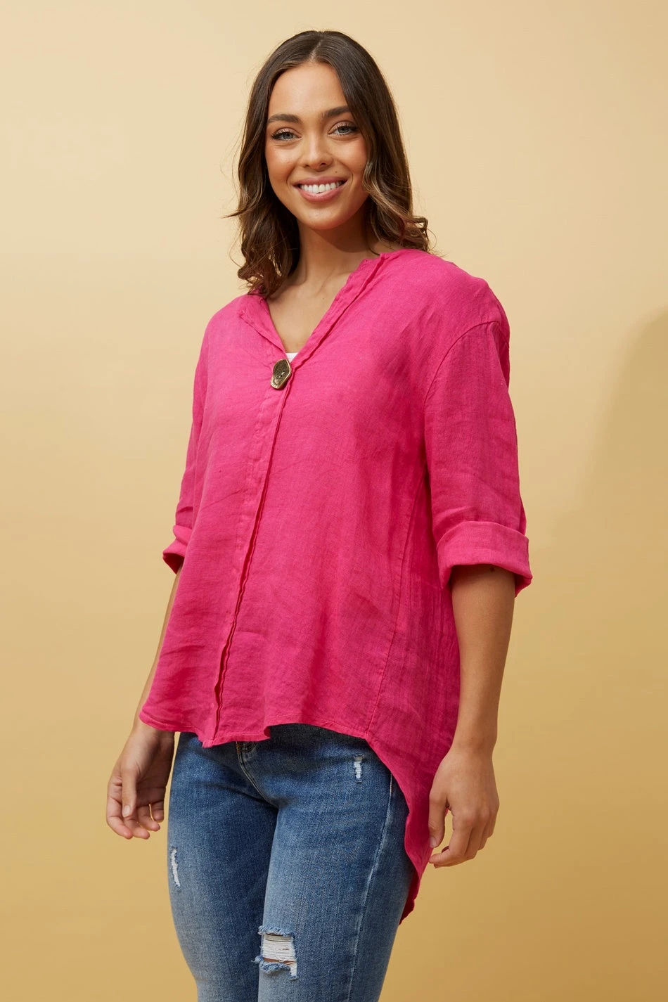 PALERMO BUTTON DETAIL LINEN TOP 22 PALERMO BUTTON DETAIL LINEN TOP - Image 20