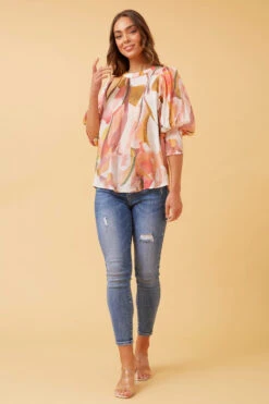 ELEGANT ABSTRACT PRINT BLOUSE 12 ELEGANT ABSTRACT PRINT BLOUSE -Femme Connection Sales 4f2e43236b7394c6d59df67d484fa05e