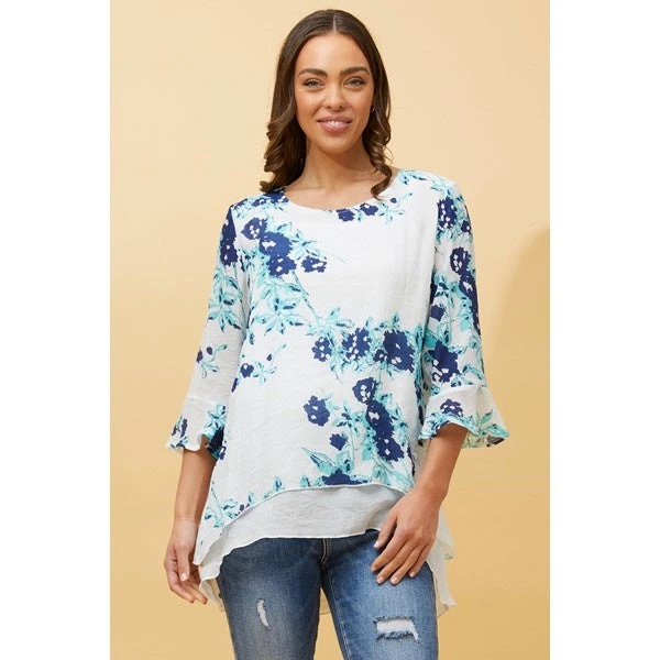 RUMI DOUBLE LAYER FLORAL TUNIC TOP 16 RUMI DOUBLE LAYER FLORAL TUNIC TOP - Image 14