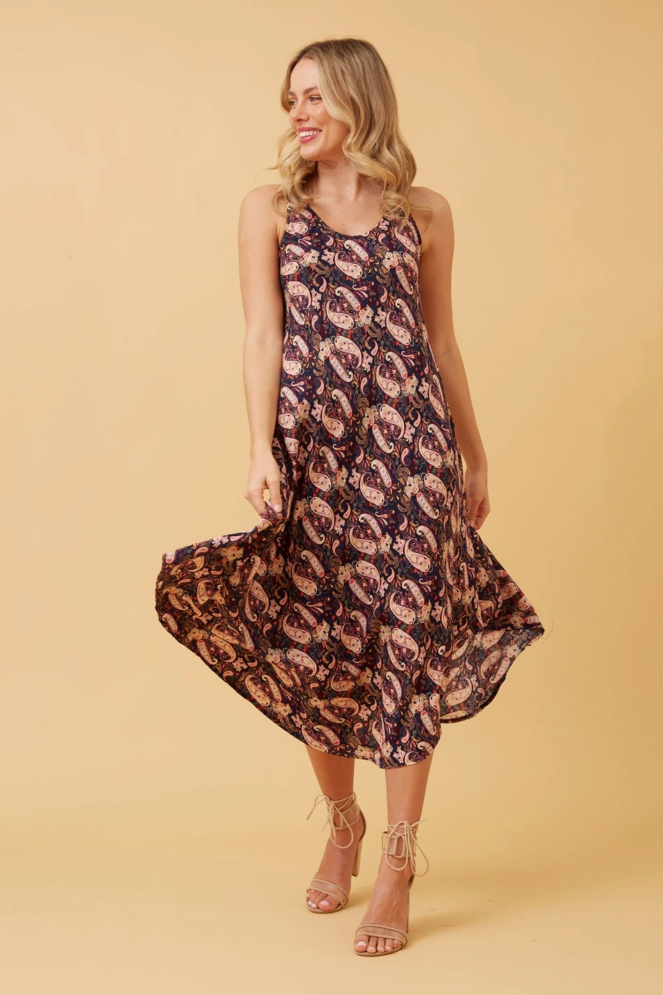 UMBRELLA PAISLEY BOHO MIDI DRESS 4 UMBRELLA PAISLEY BOHO MIDI DRESS - Image 2