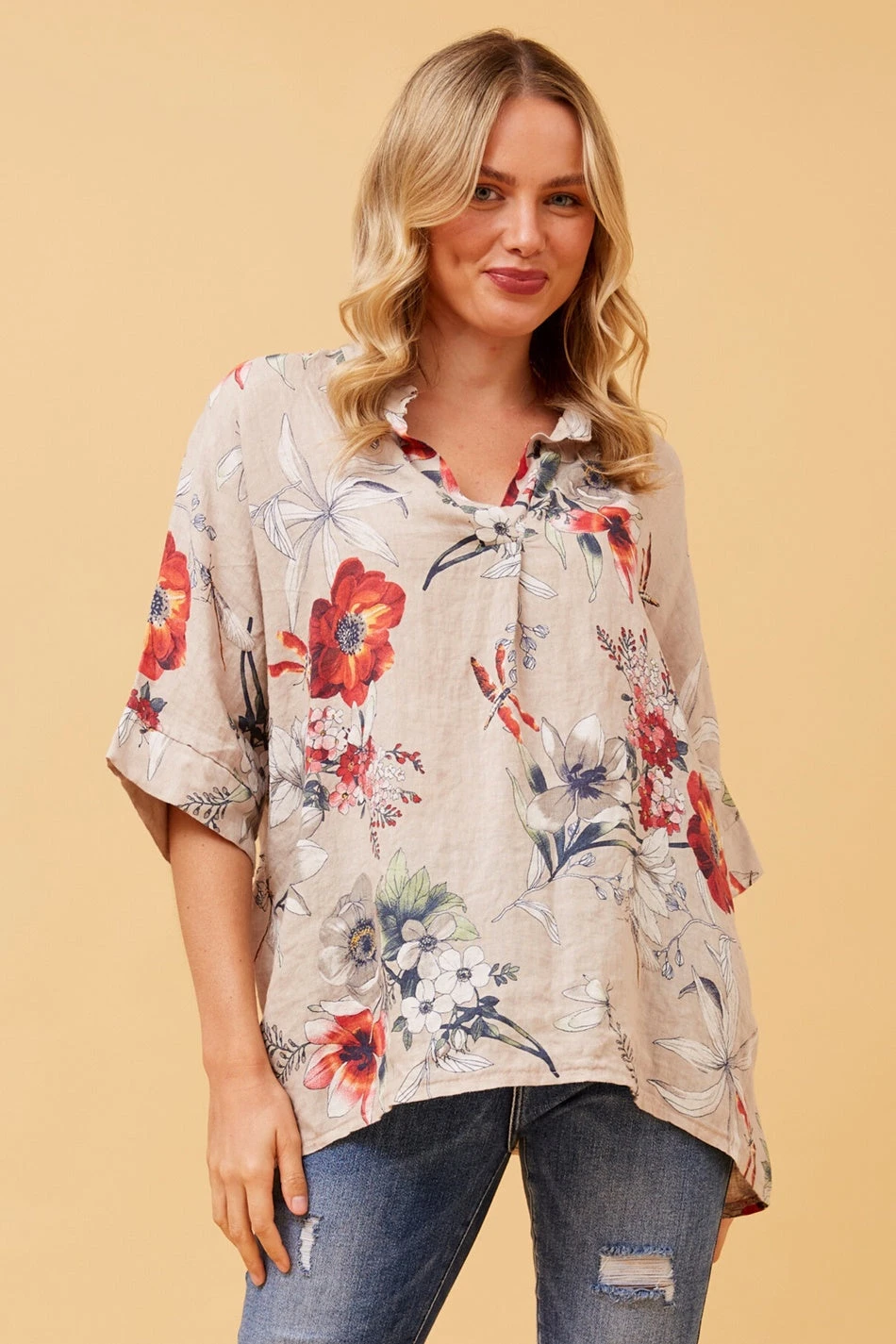 MATTEA FLORAL LINEN TOP 4 MATTEA FLORAL LINEN TOP - Image 2