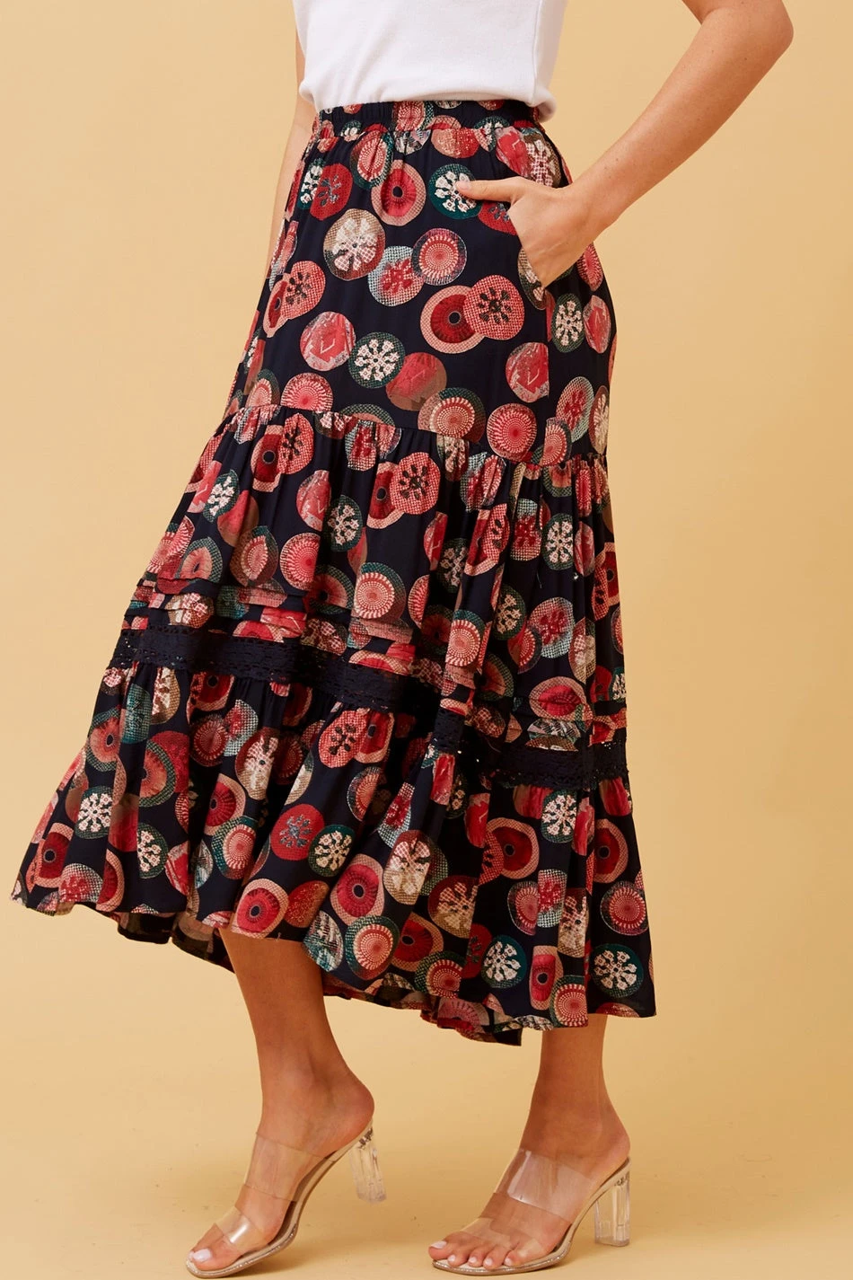 QUINN BOHO TIERED MIDI SKIRT 8 QUINN BOHO TIERED MIDI SKIRT - Image 6