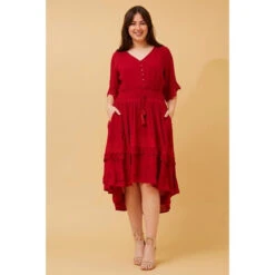 BRIANNA LACE TRIM MIDI DRESS -Femme Connection Sales 51bf80199bc34a65fa22d2780502bd4a