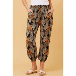 ZILA LEAF PRINT BOHO PANTS -Femme Connection Sales 54010f6b8dc4ae24cb88af8480cfe22d